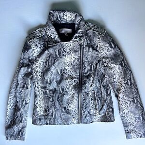 NWT Philosophy Faux Leather Snake Print Embossed Moto Jacket Women Size Small
